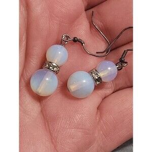 Opalite Dangle Earrings Changes Color Depending On Light Reflection 925 Hooks